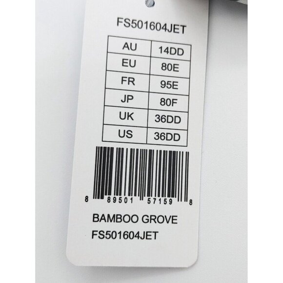 Fantasie Bamboo Grove Bikini Top Jet Size 36DD Plunge Halter Neck Black 501604 - Picture 5 of 6